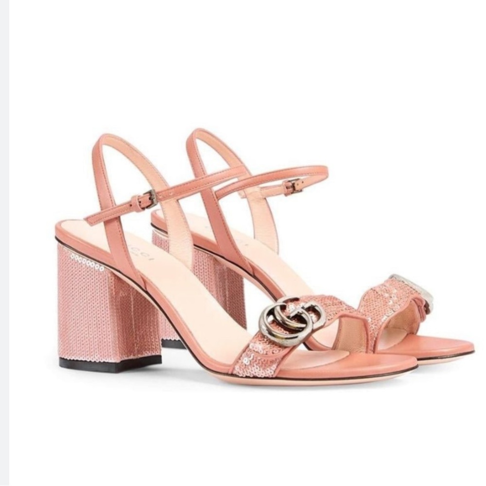 Gucci marmont heels pink sequin size 39.5